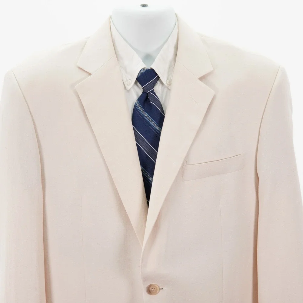 Joseph & Feiss Silk Cotton Bamboo Cream Blazer 38L Tagged 42L